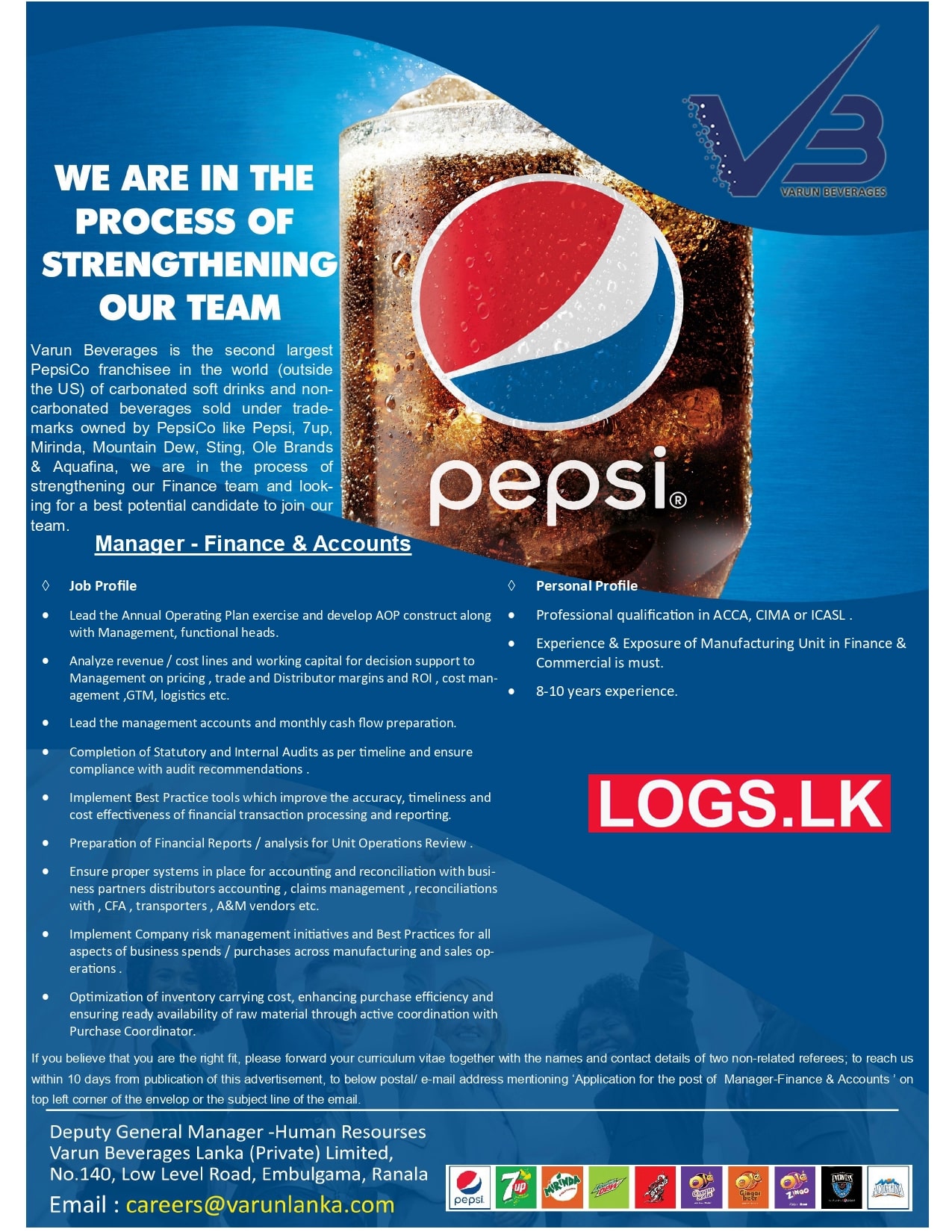 Manager (Finance & Accounts) Pepsi Job Vacancies 2024